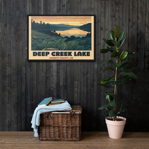 Vintage Deep Creek Lake Framed Canvas
