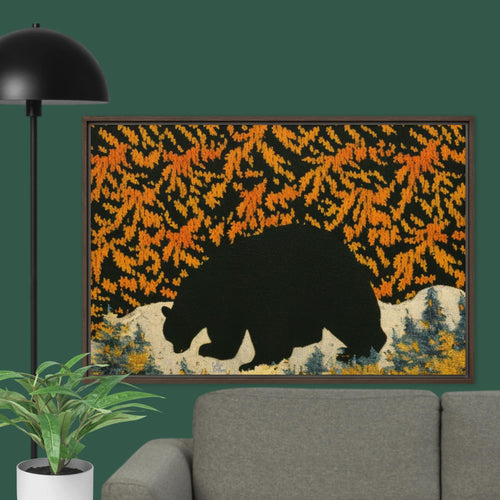 Garrett County Black Bear Abstract Art on Framed Canvas