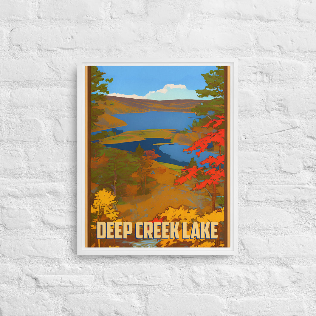 Vntage Deep Creek Lake Framed Canvas