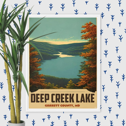 Vintage Deep Creek Lake Framed Canvas