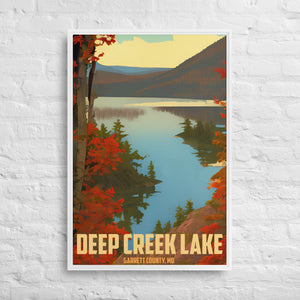 Vintage Deep Creek Lake Tourism Ad on Framed Canvas