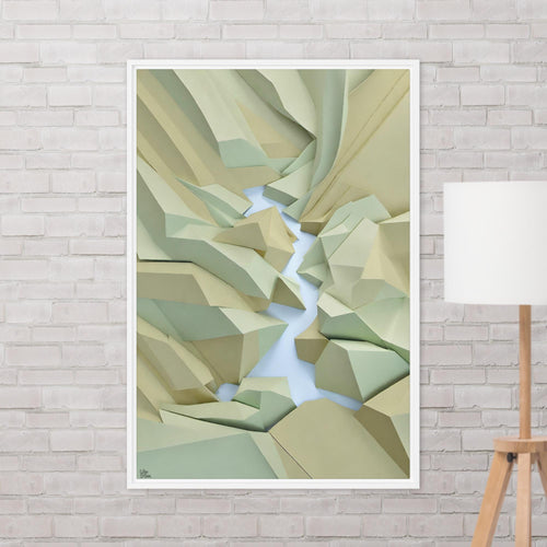 Folded Paper Deep Creek Lake - Framed Canvas