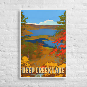 Vntage Deep Creek Lake Framed Canvas